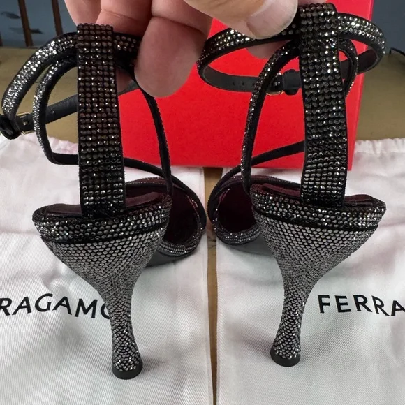 FERAGAMO Denise Embellished Ankle Strap Sandals - Picture 4 of 9
